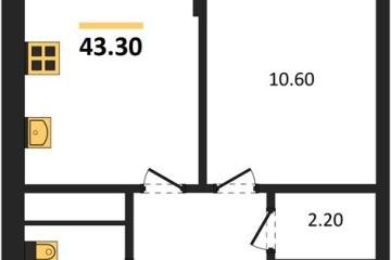 Фото №1: 1-комнатная квартира 43 м², 10/18 эт. - Краснодар, мкр. Прикубанский внутригородской округ,