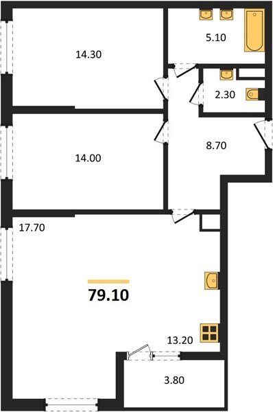 Фото №1: 2-комнатная квартира 79&nbsp;м², 7/18&nbsp;эт. - Краснодар, мкр. Прикубанский внутригородской округ