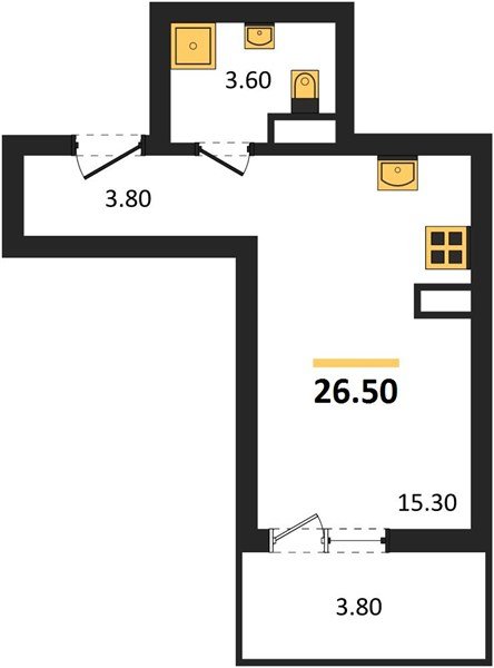 Фото №1: Студия 26&nbsp;м², 3/18&nbsp;эт. - Краснодар, мкр. Прикубанский внутригородской округ