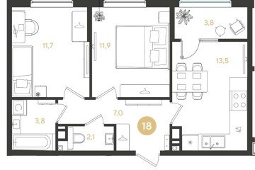 Фото №1: 2-комнатная квартира 53 м², 8/18 эт. - Краснодар, мкр. Прикубанский внутригородской округ,