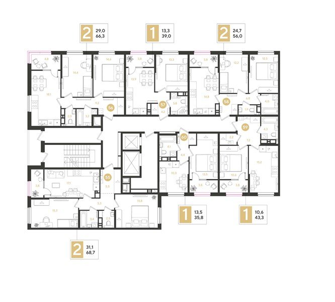 Фото №8: 2-комнатная квартира 66&nbsp;м², 9/18&nbsp;эт. - Краснодар, мкр. Прикубанский внутригородской округ