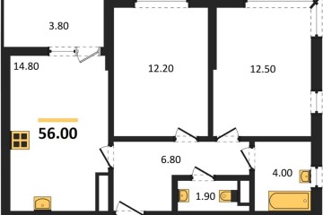 Фото №1: 2-комнатная квартира 56 м², 13/18 эт. - Краснодар, мкр. Прикубанский внутригородской округ,