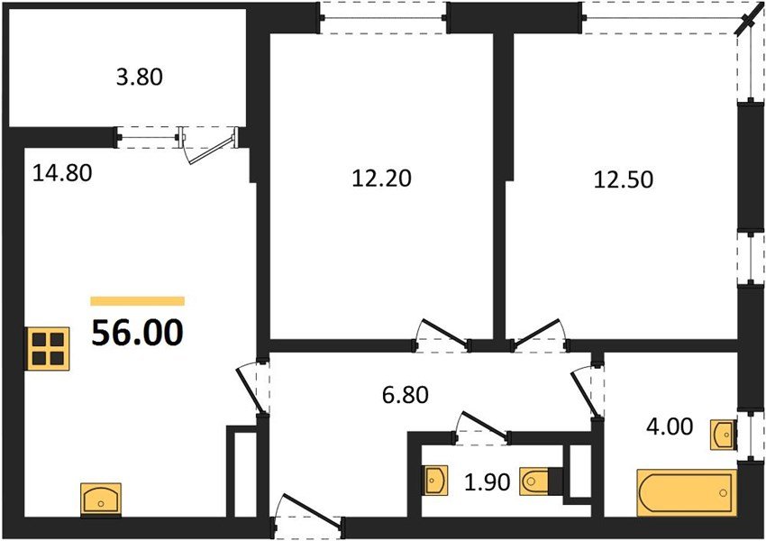 Фото №1: 2-комнатная квартира 56&nbsp;м², 13/18&nbsp;эт. - Краснодар, мкр. Прикубанский внутригородской округ