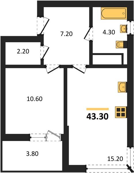 Фото №1: 1-комнатная квартира 43&nbsp;м², 14/18&nbsp;эт. - Краснодар, мкр. Прикубанский внутригородской округ