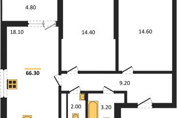 Фото №1: 2-комнатная квартира 66 м², 11/18 эт. - Краснодар, мкр. Прикубанский внутригородской округ,