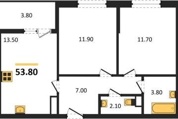 Фото №1: 2-комнатная квартира 53 м², 8/9 эт. - Краснодар, мкр. Прикубанский внутригородской округ,
