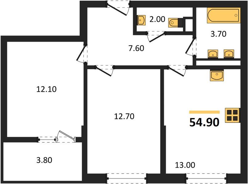 Фото №1: 2-комнатная квартира 54&nbsp;м², 9/9&nbsp;эт. - Краснодар, мкр. Прикубанский внутригородской округ