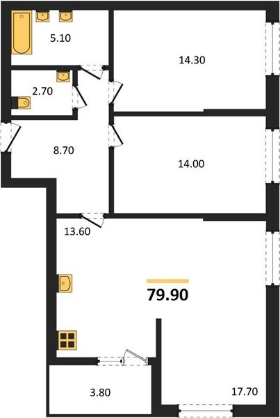 Фото №1: 2-комнатная квартира 79&nbsp;м², 2/9&nbsp;эт. - Краснодар, мкр. Прикубанский внутригородской округ