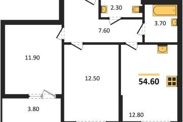 Фото №1: 2-комнатная квартира 54 м², 2/9 эт. - Краснодар, мкр. Прикубанский внутригородской округ,