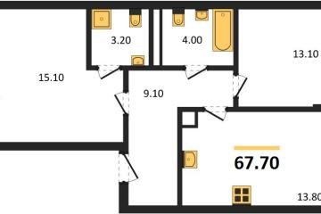 Фото №1: 2-комнатная квартира 67 м², 8/9 эт. - Краснодар, мкр. Прикубанский внутригородской округ,