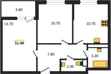 Фото №1: 2-комнатная квартира 51 м², 7/9 эт. - Краснодар, мкр. Прикубанский внутригородской округ,