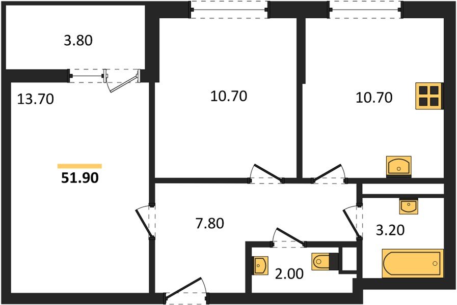 Фото №1: 2-комнатная квартира 51&nbsp;м², 7/9&nbsp;эт. - Краснодар, мкр. Прикубанский внутригородской округ
