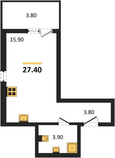 Фото №1: Студия 27&nbsp;м², 2/9&nbsp;эт. - Краснодар, мкр. Прикубанский внутригородской округ
