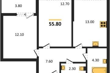 Фото №1: 2-комнатная квартира 55 м², 2/9 эт. - Краснодар, мкр. Прикубанский внутригородской округ,