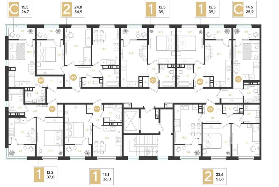 Фото №8: 2-комнатная квартира 54&nbsp;м², 8/9&nbsp;эт. - Краснодар, мкр. Прикубанский внутригородской округ