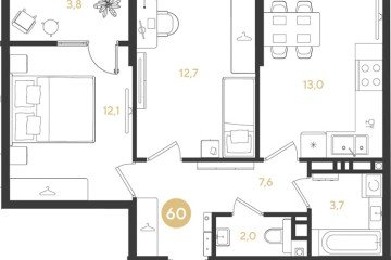 Фото №1: 2-комнатная квартира 54 м², 8/9 эт. - Краснодар, мкр. Прикубанский внутригородской округ,
