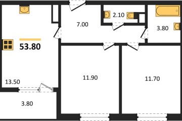 Фото №1: 2-комнатная квартира 53 м², 9/9 эт. - Краснодар, мкр. Прикубанский внутригородской округ,
