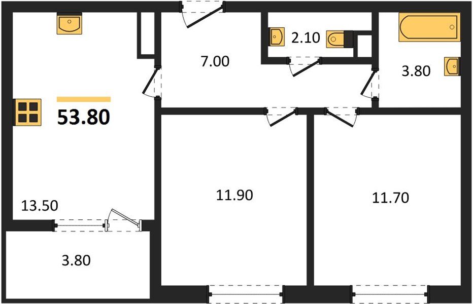 Фото №1: 2-комнатная квартира 53&nbsp;м², 9/9&nbsp;эт. - Краснодар, мкр. Прикубанский внутригородской округ