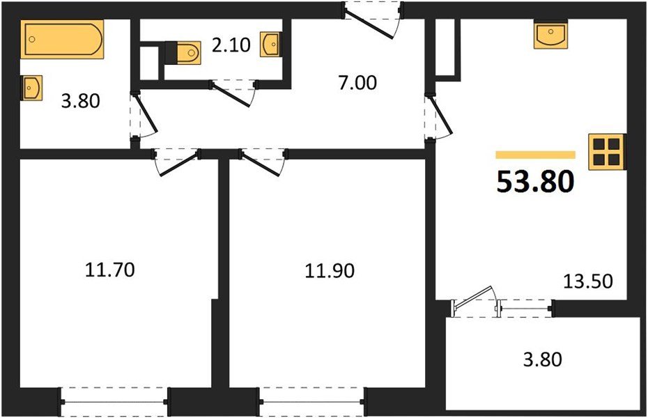 Фото №1: 2-комнатная квартира 53&nbsp;м², 7/9&nbsp;эт. - Краснодар, мкр. Прикубанский внутригородской округ