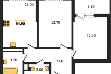 Фото №1: 2-комнатная квартира 54 м², 7/9 эт. - Краснодар, мкр. Прикубанский внутригородской округ,