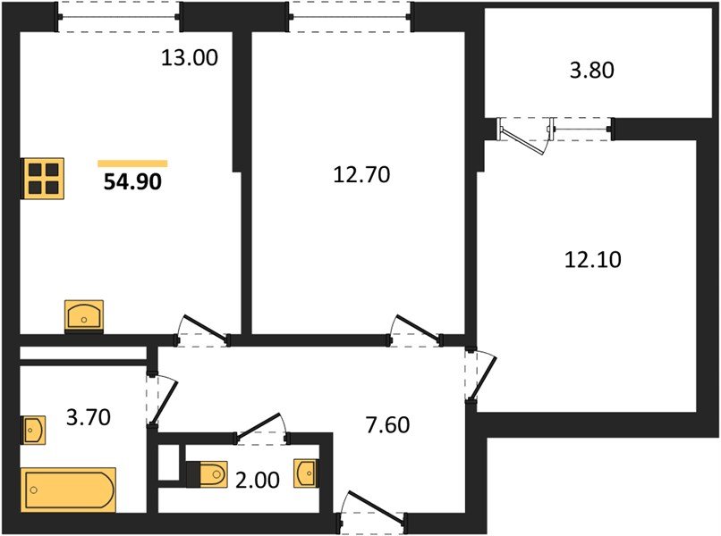 Фото №1: 2-комнатная квартира 54&nbsp;м², 7/9&nbsp;эт. - Краснодар, мкр. Прикубанский внутригородской округ