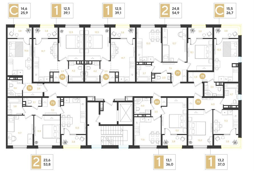 Фото №8: 2-комнатная квартира 54&nbsp;м², 8/9&nbsp;эт. - Краснодар, мкр. Прикубанский внутригородской округ