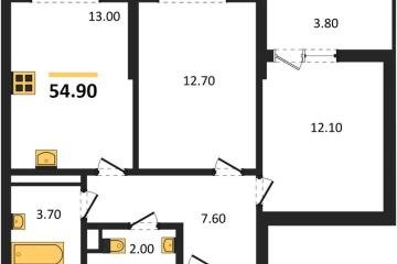 Фото №1: 2-комнатная квартира 54 м², 9/9 эт. - Краснодар, мкр. Прикубанский внутригородской округ,
