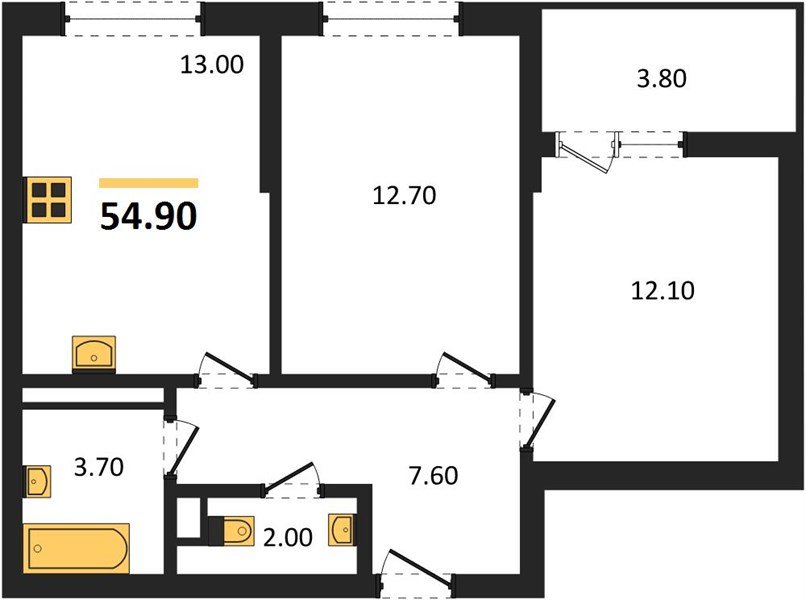 Фото №1: 2-комнатная квартира 54&nbsp;м², 9/9&nbsp;эт. - Краснодар, мкр. Прикубанский внутригородской округ