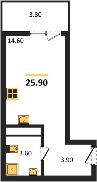 Фото №1: Студия 25&nbsp;м², 9/9&nbsp;эт. - Краснодар, мкр. Прикубанский внутригородской округ