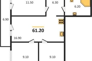 Фото №1: 3-комнатная квартира 60 м², 3/5 эт. - Новая Адыгея, мкр. ЖК Дарград, ул. Тургеневское шоссе, 33/4к50