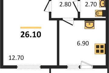 Фото №1: 1-комнатная квартира 26 м², 5/5 эт. - Новая Адыгея, мкр. ЖК Дарград, ул. Тургеневское шоссе, 33/4к50
