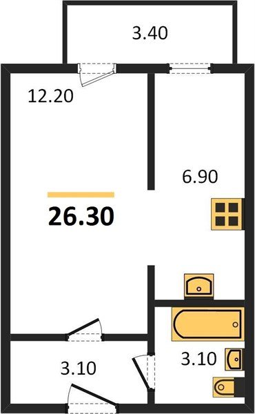 Фото №1: 1-комнатная квартира 25&nbsp;м², 1/5&nbsp;эт. - Новая Адыгея, мкр. жилой комплекс Дарград