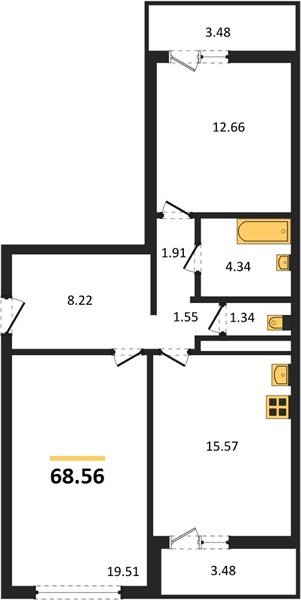 Фото №1: 2-комнатная квартира 68&nbsp;м², 8/12&nbsp;эт. - Майкоп
