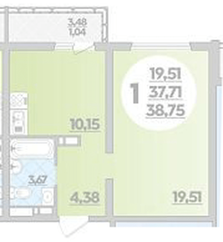 Фото №1: 1-комнатная квартира 38&nbsp;м², 7/12&nbsp;эт. - Майкоп