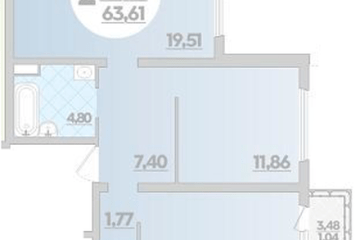 Фото №1: 2-комнатная квартира 63 м², 1/12 эт. - Майкоп,