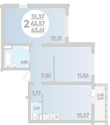 Фото №1: 2-комнатная квартира 63&nbsp;м², 1/12&nbsp;эт. - Майкоп