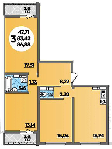 Фото №1: 3-комнатная квартира 86&nbsp;м², 8/12&nbsp;эт. - Майкоп
