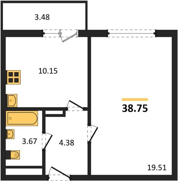 Фото №1: 1-комнатная квартира 38&nbsp;м², 11/12&nbsp;эт. - Майкоп