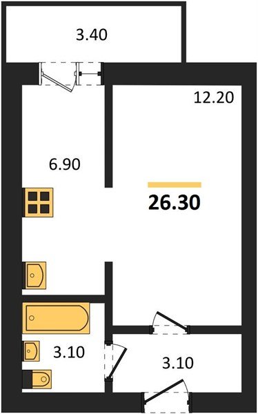 Фото №1: 1-комнатная квартира 25&nbsp;м², 1/5&nbsp;эт. - Новая Адыгея, мкр. жилой комплекс Дарград