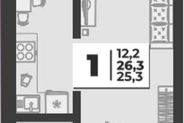 Фото №1: 1-комнатная квартира 25 м², 1/5 эт. - Новая Адыгея, мкр. жилой комплекс Дарград,
