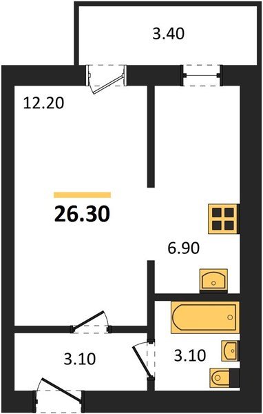 Фото №1: 1-комнатная квартира 25&nbsp;м², 1/5&nbsp;эт. - Новая Адыгея, мкр. жилой комплекс Дарград