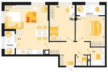Фото №1: 3-комнатная квартира 82 м², 9/18 эт. - Краснодар, мкр. ЖК Первое Место,