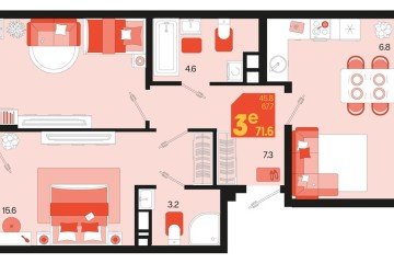 Фото №1: 2-комнатная квартира 75 м², 9/18 эт. - Краснодар, мкр. ЖК Первое Место,
