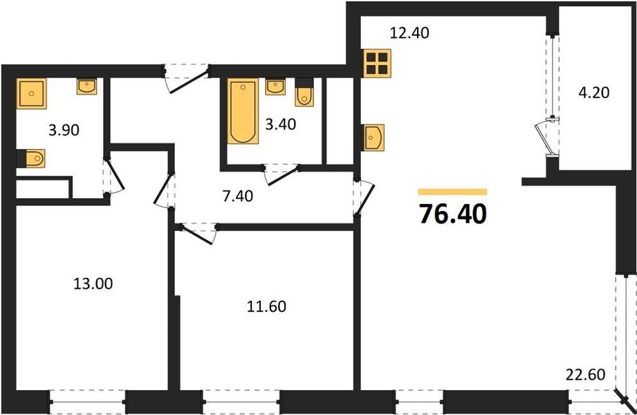 Фото №1: 3-комнатная квартира 78&nbsp;м², 18/18&nbsp;эт. - Краснодар, Карасунский внутригородской округ, мкр. ЖК Первое Место