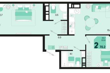 Фото №1: 2-комнатная квартира 74 м², 18/18 эт. - Краснодар, мкр. ЖК Первое Место,