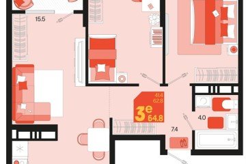 Фото №1: 2-комнатная квартира 66 м², 18/18 эт. - Краснодар, мкр. ЖК Первое Место,