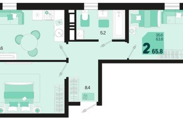Фото №1: 2-комнатная квартира 67 м², 18/18 эт. - Краснодар, мкр. ЖК Первое Место,