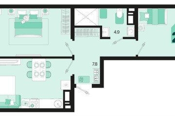 Фото №1: 2-комнатная квартира 61 м², 9/18 эт. - Краснодар, мкр. ЖК Первое Место,