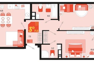 Фото №1: 2-комнатная квартира 75 м², 9/18 эт. - Краснодар, мкр. ЖК Первое Место, ул. Виктора Казанцева, 1.2лит2