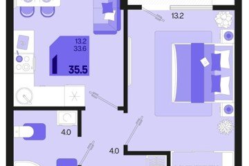 Фото №1: 1-комнатная квартира 37 м², 2/18 эт. - Краснодар, мкр. ЖК Первое Место, ул. Виктора Казанцева, 1.2лит2